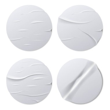 Buruşuk yuvarlak çıkartma seti. Vektör çizimi. Eps 10.