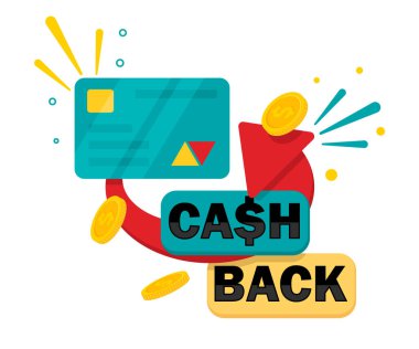 Nakit para konsepti. Banka hesabına bozuk paralarla birlikte kredi veya banka kartı. Vektör çizimi. Eps 10.