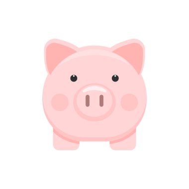 Beyaz arka planda izole edilmiş domuz kumbarası ikonu. Vektör çizimi. Eps 10.