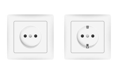 Avrupa beyaz plastik güç soketi gibi. Vektör çizimi. Eps 10.