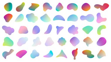 Sıvı elementleri şekillendirir. Soyut lekeli şekil. Gradyan soyut sıvı şekiller. Vektör çizimi. Eps 10.