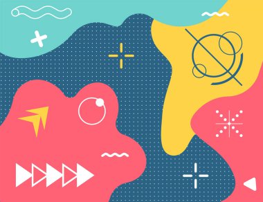 Yaratıcı çocuk çizgi film arkaplanı renk sıçratır. Soyut pop sanat çizgisi ve noktalar renk deseni. Sıçrama şablonu. Vektör çizimi. Eps 10.