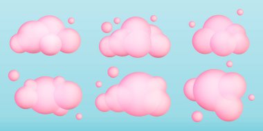 3D bulutlar hazır. Gerçekçi bulut simgeleri. Üç boyutlu geometrik şekiller. Vektör çizimi. Eps 10.