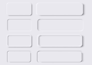Neumorfik dikdörtgen. Bir dizi Neumorphic UI Tasarım Elementi. Vektör çizimi. Eps 10.