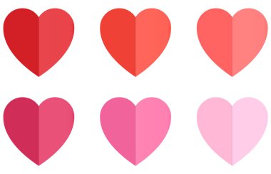 Dekoratif kağıt kesiği kalpler. Sevgililer Günü, düğün, doğum günü partisi için 3D tasarım öğeleri. Vektör çizimi. Eps 10.