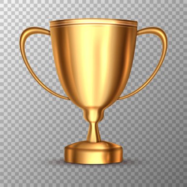 Gerçekçi kupa kupası. Şampiyonluk kupası. Parlak altın kupa. Spor ödülü. Kazanan ödül. Vektör çizimi. Eps 10.