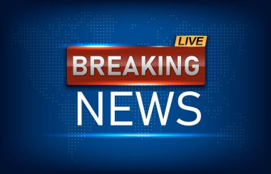 Son dakika haberi. Koyu mavi ve dünya haritası geçmişi ile ilgili son dakika haberleri. Vektör çizimi. Eps 10.