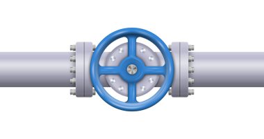 Petrol, gaz ya da su borulardan akıyor. Vana izole edilmiş boru hattı inşaatı. Endüstri sistemi. Vektör çizimi. Eps 10.