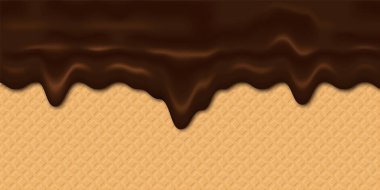 Gerçekçi çikolata damlaları. Sıvı kremsi doku. Yoğurt kremalı sıvı arka plan. Tatlı tatlı tasarımı için beyaz süt sıçraması ya da dondurma akışı yumuşak doku. Vektör çizimi. Eps 10.