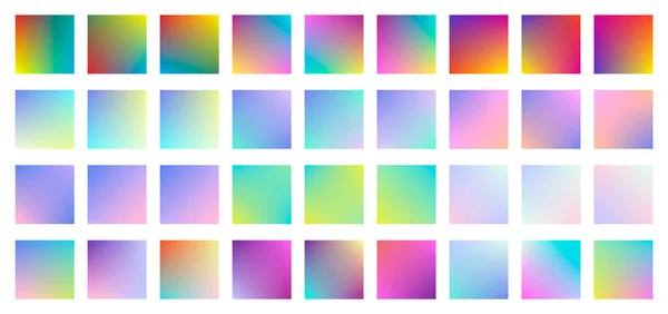 Set Square Holographic Gradient Button Multicolor Green Purple Yellow Orange — Image vectorielle