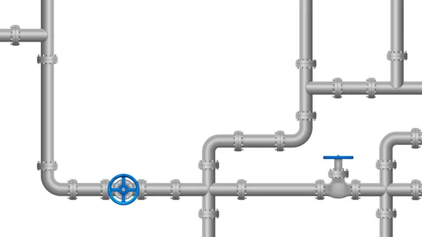 Industrial Background Pipeline Oil Water Gas Pipeline Fittings Valves Vector — Archivo Imágenes Vectoriales