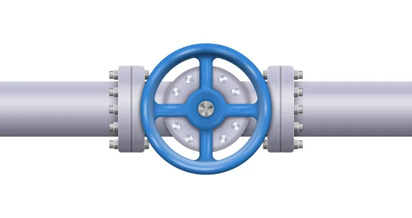 Ropa Plyn Nebo Voda Tekoucí Trubkou Konstrukce Potrubí Izolovaným Ventilem — Stockový vektor