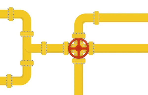 工业背景与管道 带有附件和阀门的石油 水或天然气管道 Eps — 图库矢量图片