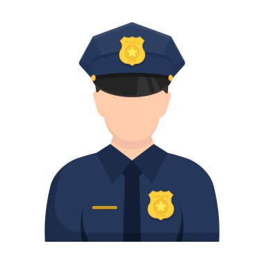 Polis memuru Avatar ikonu. Vektör çizimi. Eps 10.