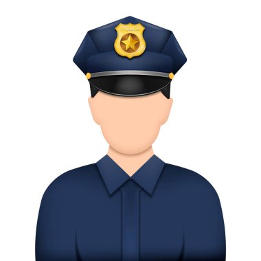 Polis memuru Avatar ikonu. Vektör çizimi. Eps 10.