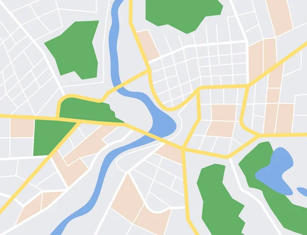 Χάρτης Του Κέντρου Της Πόλης Σχέδιο Πλοηγού Χάρτη Gps Εικονογράφηση — Διανυσματικό Αρχείο