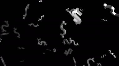 Dollar sign Drop. 4k video. Dollar sign falling on black. Beautiful Looped animation.