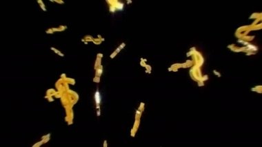 Dollar sign Drop. 4k video. Dollar sign falling on black. Beautiful Looped animation.