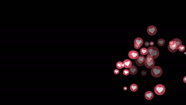 Social Kärlek Hjärta Ikon Animation Med Valfri Luma Matt Alpha — Stockvideo