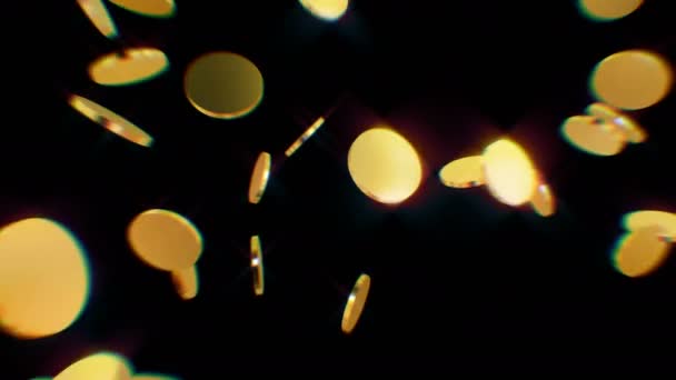 Gold Coins Falling Black Beautiful Looped Animation Video — Vídeo de stock