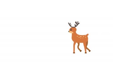 Cartoon deer walking animation with optional luma matte. Alpha Luma Matte included. 4k video