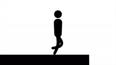 Athlete figure jumping over hurdles animation, hurdle race, loop, with alpha matte.