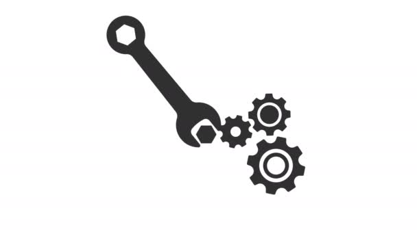 Wrench Gear Animation Optional Luma Matte Alpha Luma Matte Included — Stockvideo
