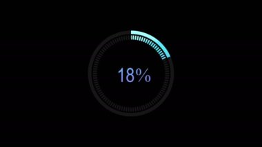 loading futuristic circle ring orb bar animation on black screen. Loading download 0-100 animation with optional luma matte. Alpha Luma Matte included. 4k video