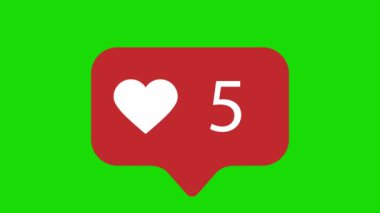 Modern like red icon isolated on green background animation with optional luma matte. Alpha Luma Matte included. 4k video