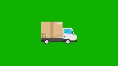 Delivery truck transporting isolated on green background. illustration. Eps 10.animation with optional luma matte. Alpha Luma Matte included. 4k video