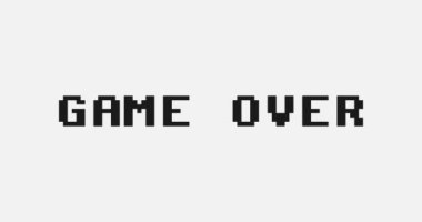 Game over pixel animation sign animation with optional luma matte. Alpha Luma Matte included. 4k video