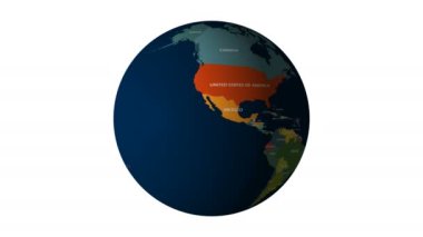 Animation of world globe spinning around. Globe spinning around in an endless loop. nimation with optional luma matte. Alpha Luma Matte included. 4k video