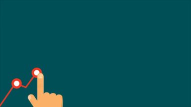 Hand touching up holding chart arrow. Profit concept. Businessman manages financial growth graph. Animation with optional luma matte. Alpha Luma Matte included. 4k video
