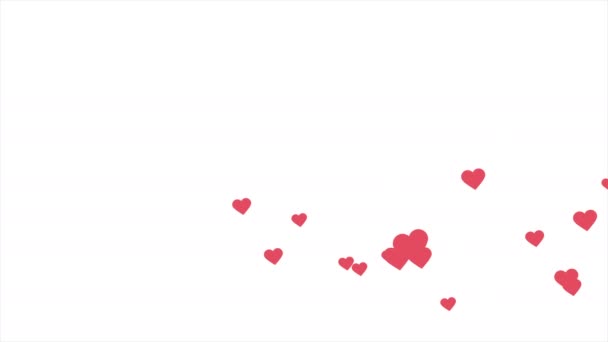Flying Hearts Animation Optional Luma Matte Alpha Luma Matte Included — Vídeo de Stock
