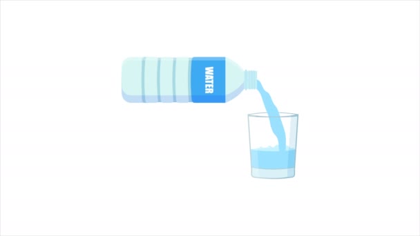 Pouring Water Glass Bottle Animation Optional Luma Matte Alpha Luma — Vídeos de Stock