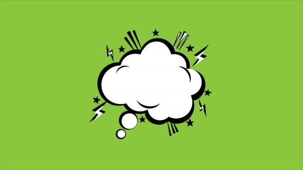 Pop Art Text Bubble Green Background Animation Optional Luma Matte — Video Stock