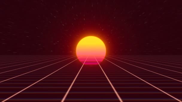 Retro Futuristic 80S Synthwave Sun Grid Background Seamless Looped Opener — Video Stock