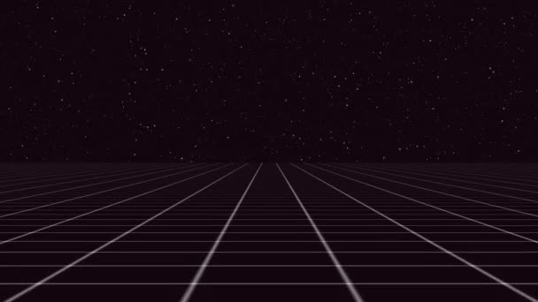 レトロ未来80年代の合成波グリッドの背景 ループオープナー4Kアニメーション — ストック動画