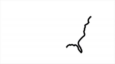 USA Map sketch illustration hand drawn animation Alpha Luma Matte included. 4k video