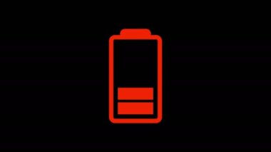 Battery icon charging on background, 4k animation.