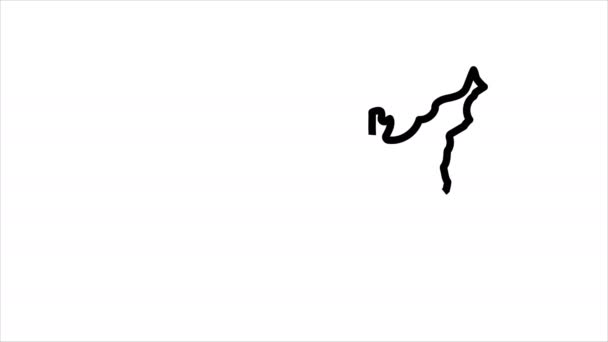 Ηπα Χάρτης Σκίτσο Εικονογράφηση Χέρι Σχέδιο Animation Alpha Luma Matte — Αρχείο Βίντεο