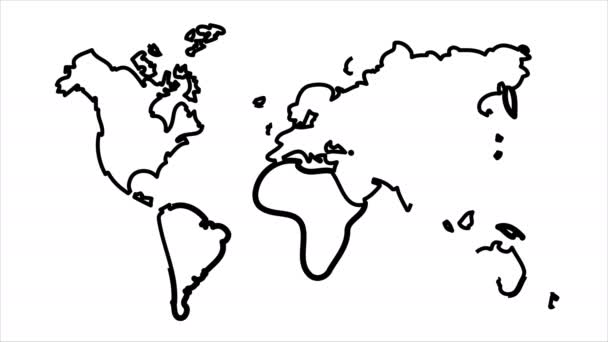 World Map Icon Animation Alpha Luma Matte Video — Stok video