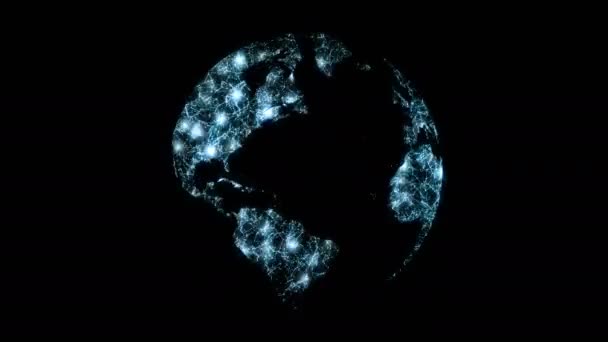 Rendering Abstract Globe Plexus Structure Digital Technology Planet Continent Forming — Vídeo de stock