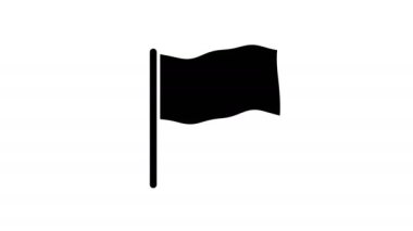flag with stick animated cartoon icon animation with optional luma matte. 4k video
