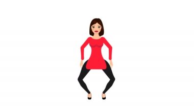 young woman practicing exercise animation with optional luma matte. Alpha Luma Matte included. 4k video