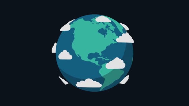 Spinning Earth Animation Planet Earth Animation Optional Luma Matte Alpha — Video Stock