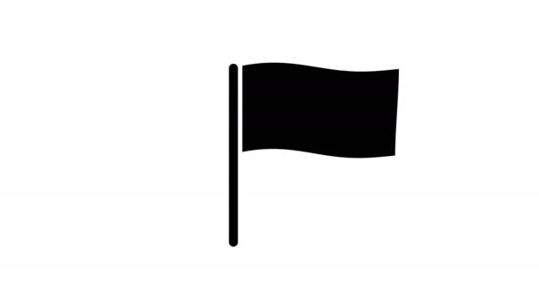 Flag Stick Animated Cartoon Icon Animation Optional Luma Matte Video — Video Stock