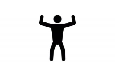Bodybuilder muscular character icon. 4k video animation