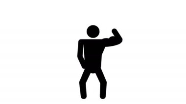 2d Animation of icon swimming man in flat design. 4k video