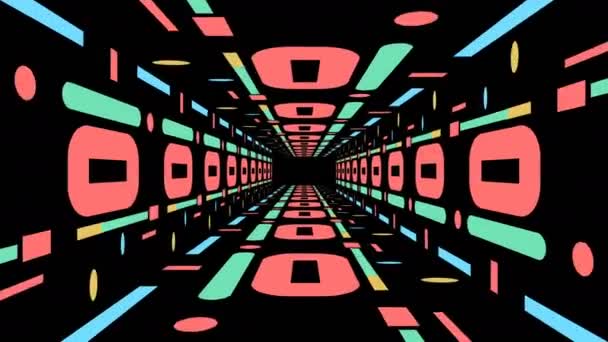 Стиль Ретро Ігри Нескінченний Тунель Безшовної Петлі Анімації — стокове відео